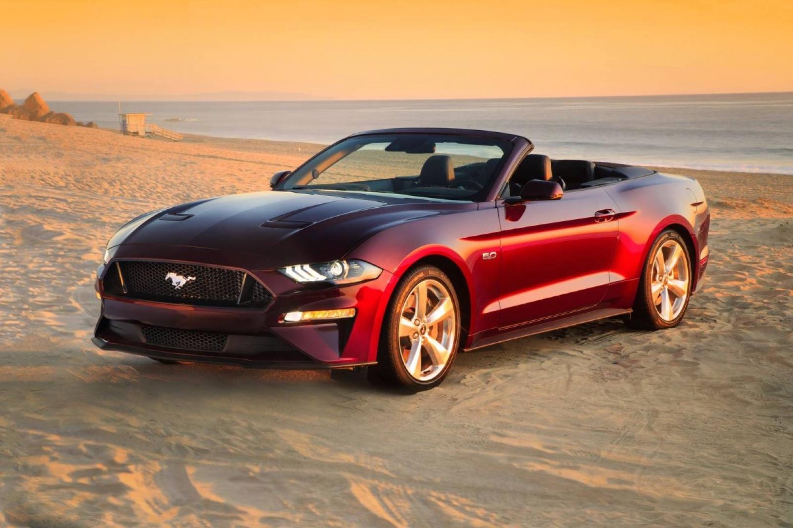 2020 Burgundy /Black Ford Mustang GT Convertible (1FATP8FF9L5) with an 5.0L V8 DOHC 32V engine, Automatic transmission, located at 3160 South Valley View Blvd, Las Vegas, NV, 89146, (888) 750-6845, 36.132458, -115.190247 - In some ways, the 2020 Ford Mustang is just as you'd expect it to be. It has rear-wheel drive, an available 5.0-liter V8 under the hood, and all sorts of factory options to make it faster, louder, and more distinctive. What you might not expect about the Mustang is the way Ford has committed to the - Photo#0