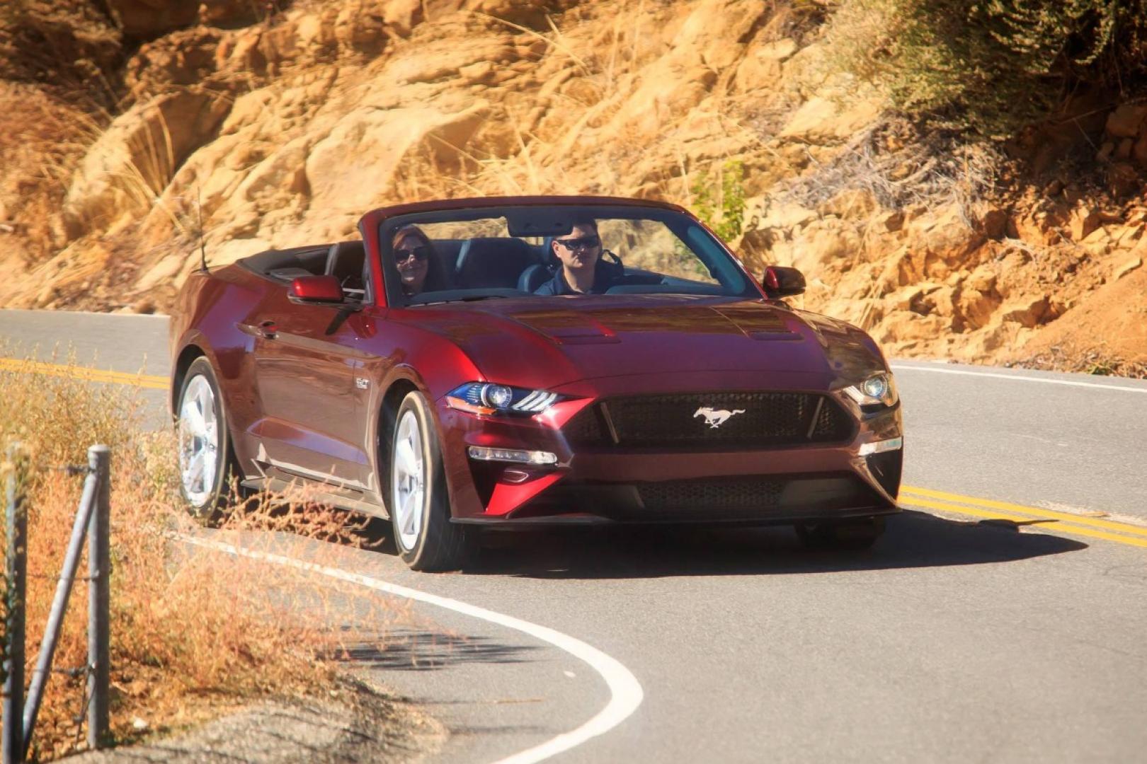 2020 Burgundy /Black Ford Mustang GT Convertible (1FATP8FF9L5) with an 5.0L V8 DOHC 32V engine, Automatic transmission, located at 3160 South Valley View Blvd, Las Vegas, NV, 89146, (888) 750-6845, 36.132458, -115.190247 - In some ways, the 2020 Ford Mustang is just as you'd expect it to be. It has rear-wheel drive, an available 5.0-liter V8 under the hood, and all sorts of factory options to make it faster, louder, and more distinctive. What you might not expect about the Mustang is the way Ford has committed to the - Photo#2