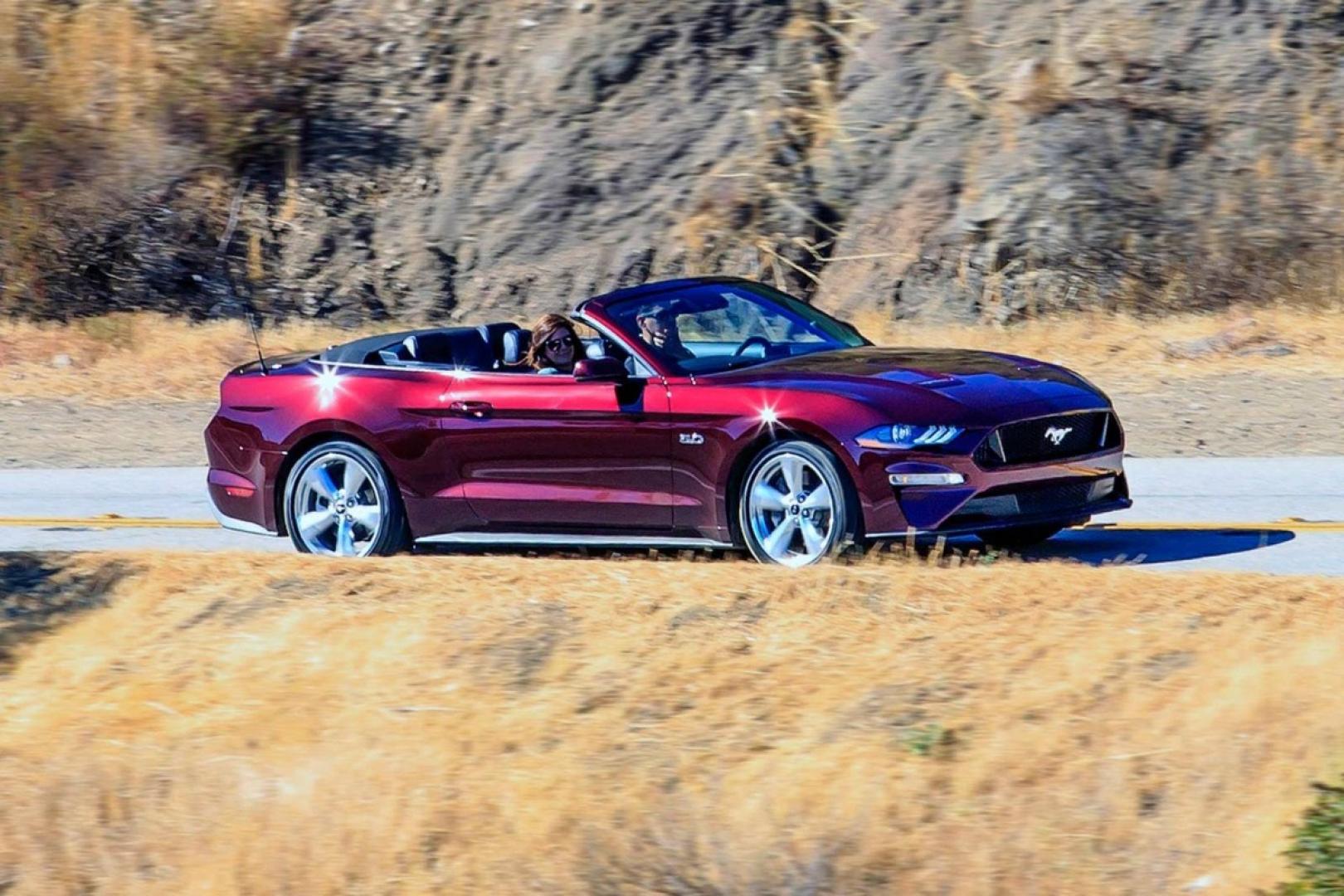 2020 Burgundy /Black Ford Mustang GT Convertible (1FATP8FF9L5) with an 5.0L V8 DOHC 32V engine, Automatic transmission, located at 3160 South Valley View Blvd, Las Vegas, NV, 89146, (888) 750-6845, 36.132458, -115.190247 - In some ways, the 2020 Ford Mustang is just as you'd expect it to be. It has rear-wheel drive, an available 5.0-liter V8 under the hood, and all sorts of factory options to make it faster, louder, and more distinctive. What you might not expect about the Mustang is the way Ford has committed to the - Photo#3