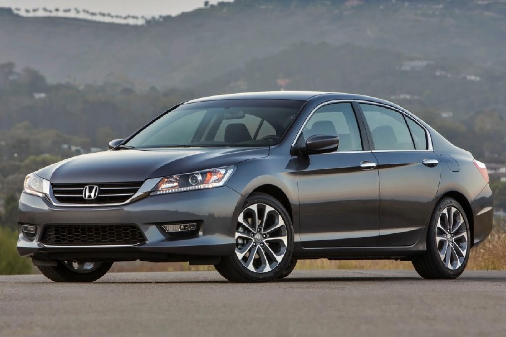 2014 Charcoal /Graphite Honda Accord Sport Sedan CVT (1HGCR2F54EA) with an 2.4L L4 DOHC 16V engine, Continuously Variable Transmission transmission, located at 3160 South Valley View Blvd, Las Vegas, NV, 89146, (888) 750-6845, 36.132458, -115.190247 - The 2014 Honda Accord earns top honors in the midsize sedan class with its mix of excellent packaging, superb fuel economy and rewarding performance. vehicle overview After last year's complete redesign, which resulted in a slimmer, more fuel-efficient Honda Accord with a higher-end cabin ambien - Photo#1