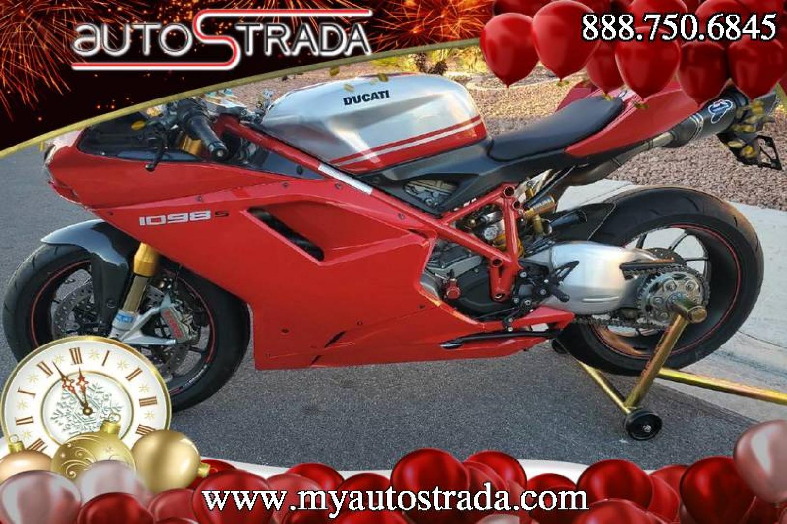 2008 Ducati 1099 S S (ZDM1XBEW18B) with an 1,098 cc L twin engine, Six-Speed Dry Clutch transmission, located at 3160 South Valley View Blvd, Las Vegas, NV, 89146, (888) 750-6845, 36.132458, -115.190247 - The Ducati 1098S boasts some gorgeous bodywork and slick design cues, but its real masterpiece lies beneath those pretty plastic panels. Underneath is a tubular steel trellis frame optimized for stiffness, and an L-twin engine produces 160 horsepower and 90.4 lb-ft of torque, routing exhaust fumes t - Photo#0